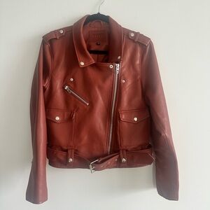 Women's Brown Vegan Leather Moto Jacket